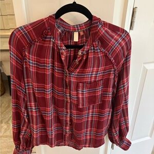 Pilcro Vibrant Red Plaid Button-Up
